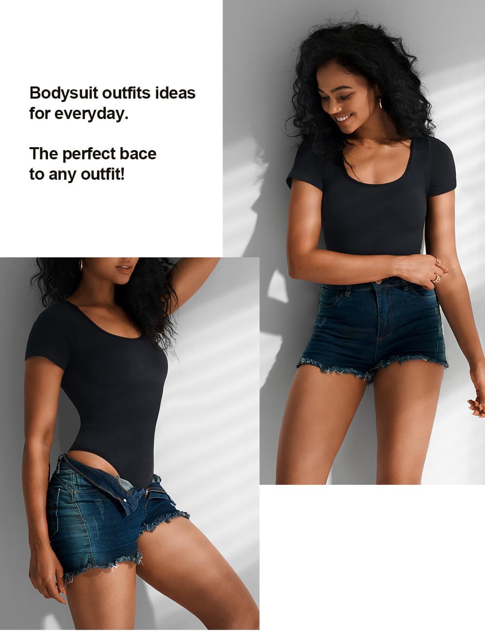 Women Bodysuit Shapewear Seamless Short Sleeve Thong Tummy Control Sculpting Body Shaper