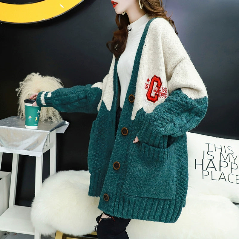 Women's Spring Jacket Mid Length Long Length Cardigan Knitted Coat
