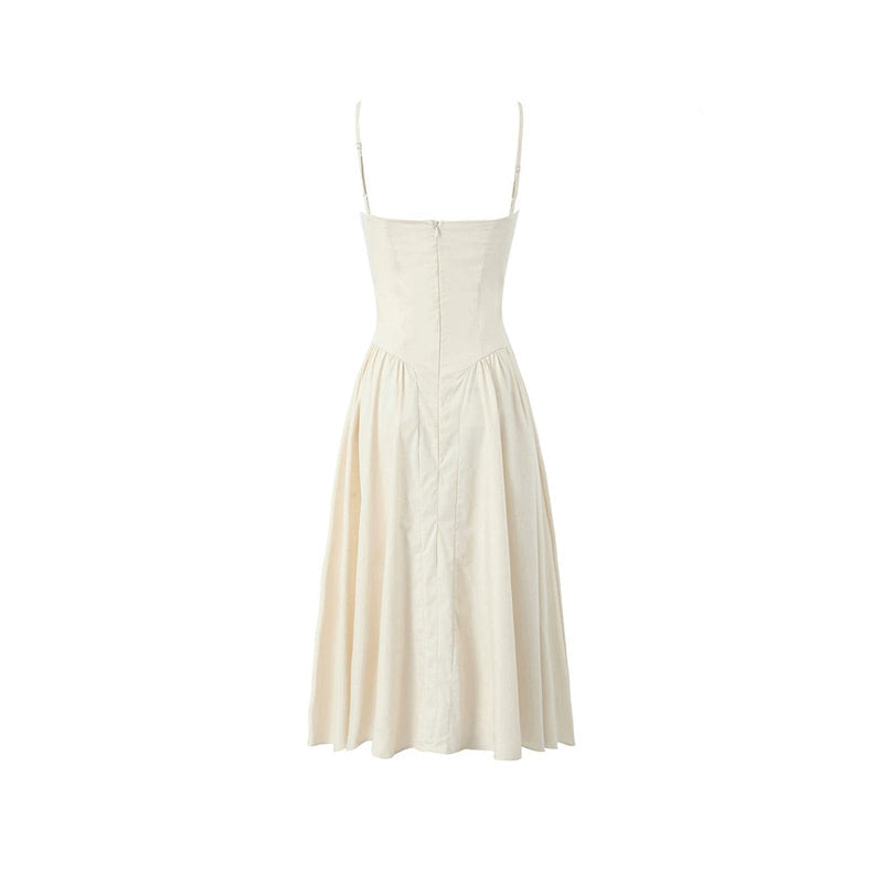 Ruched French Retro Square Collar Three-Dimensional Steel Ring Suspender Skirt