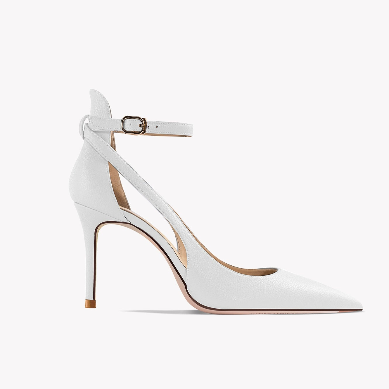 Light Blue Strap Closed Toe Sandals Women's Stiletto Heel French Style Tied Pointed High Heels