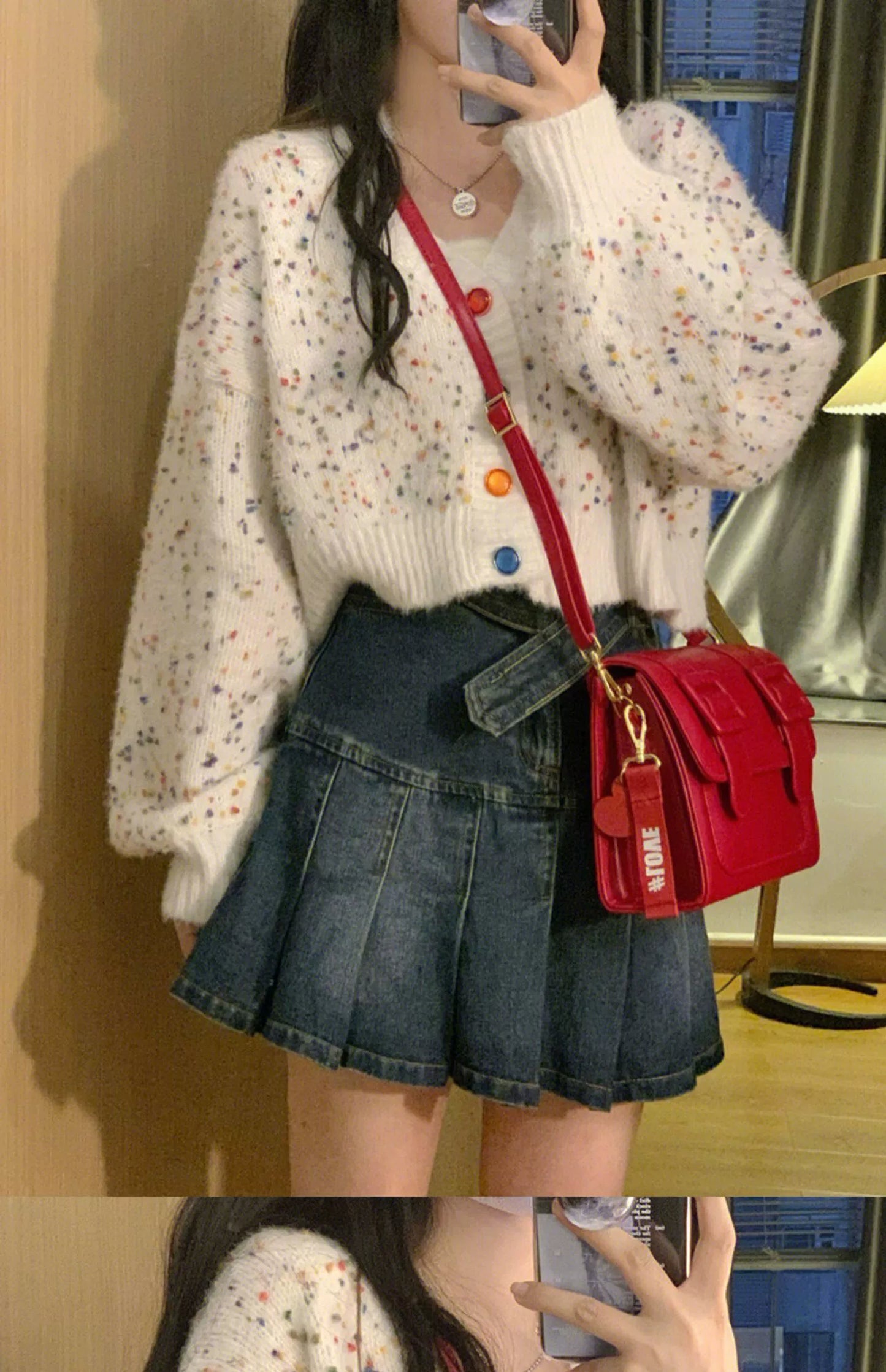 V-neck Sweater Casual Multi Color Button Sweater