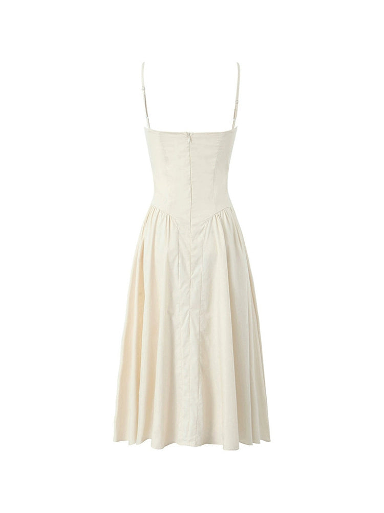 Ruched French Retro Square Collar Three-Dimensional Steel Ring Suspender Skirt