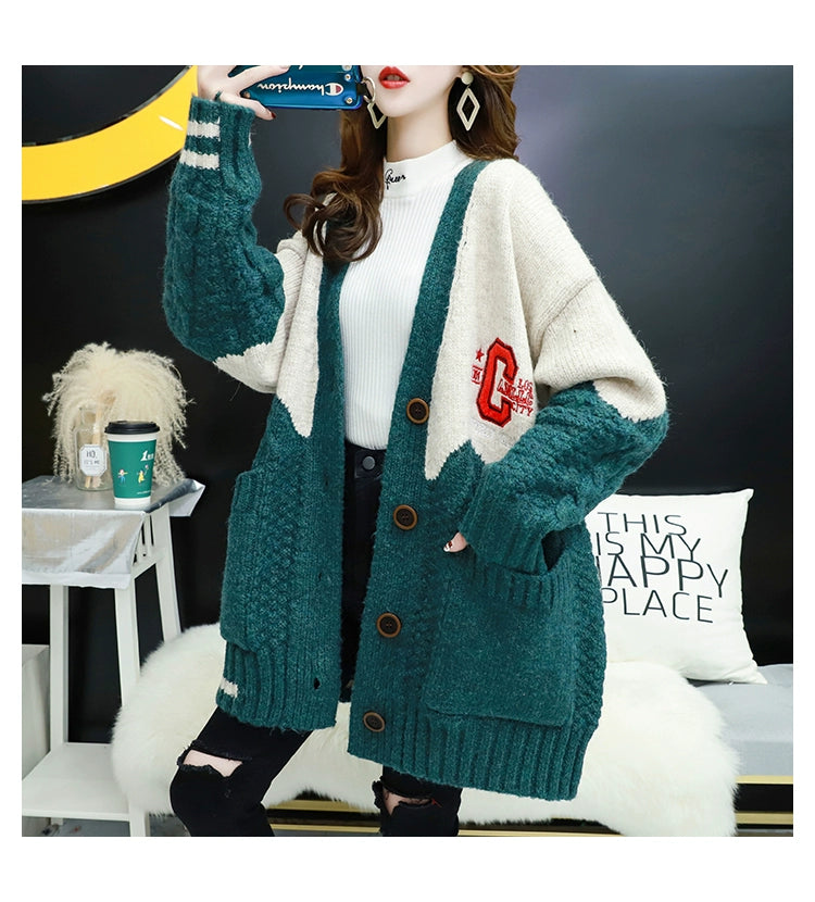 Women's Spring Jacket Mid Length Long Length Cardigan Knitted Coat