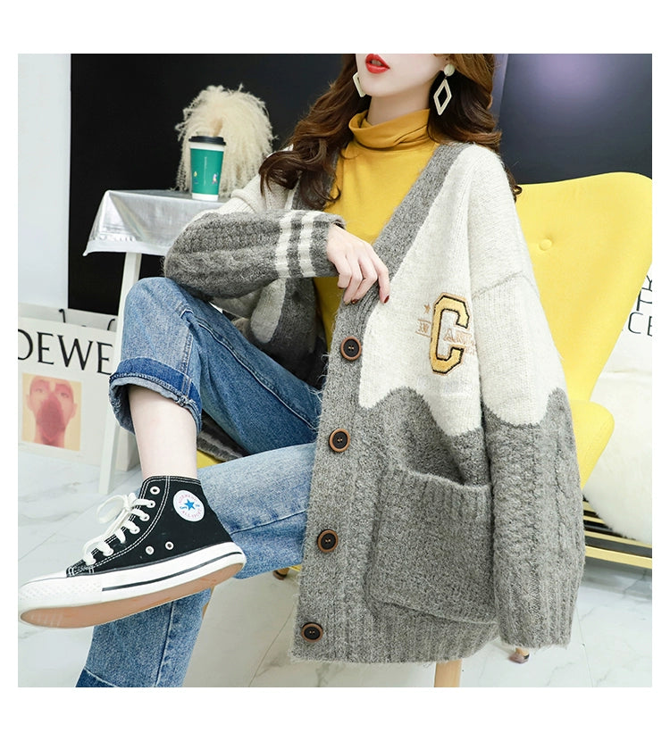 Women's Spring Jacket Mid Length Long Length Cardigan Knitted Coat