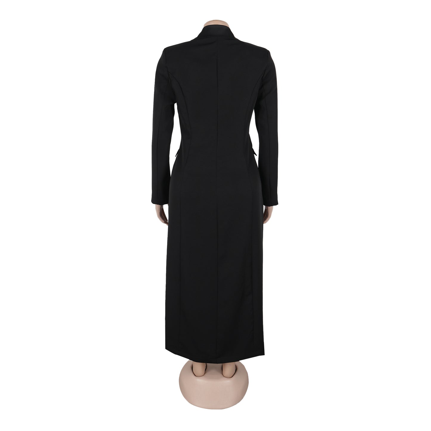 Women Blazer Dress Double Breasted Notched Long Sleeve Maxi Blazer Dress