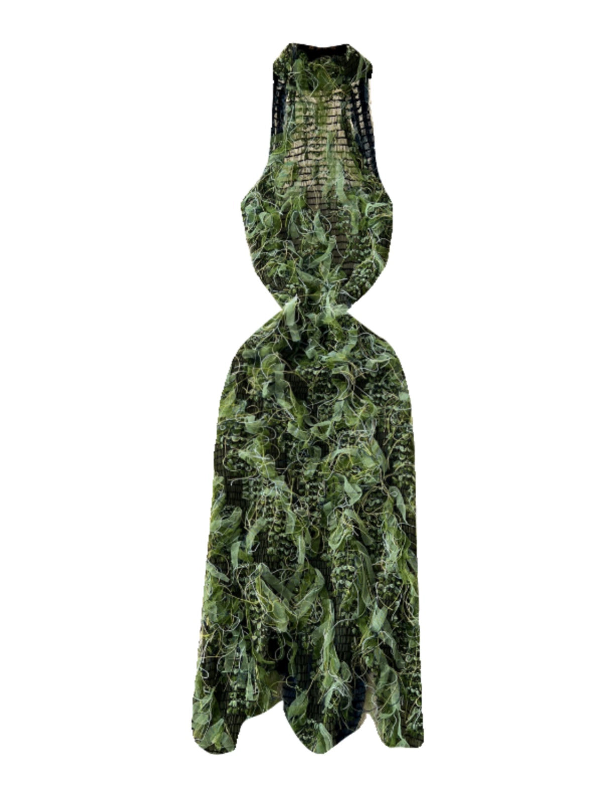 Elegant Women's See-through Slim-Fit Tassel Dress Sleeveless Halter Sexy Dress