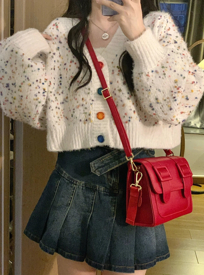 V-neck Sweater Casual Multi Color Button Sweater