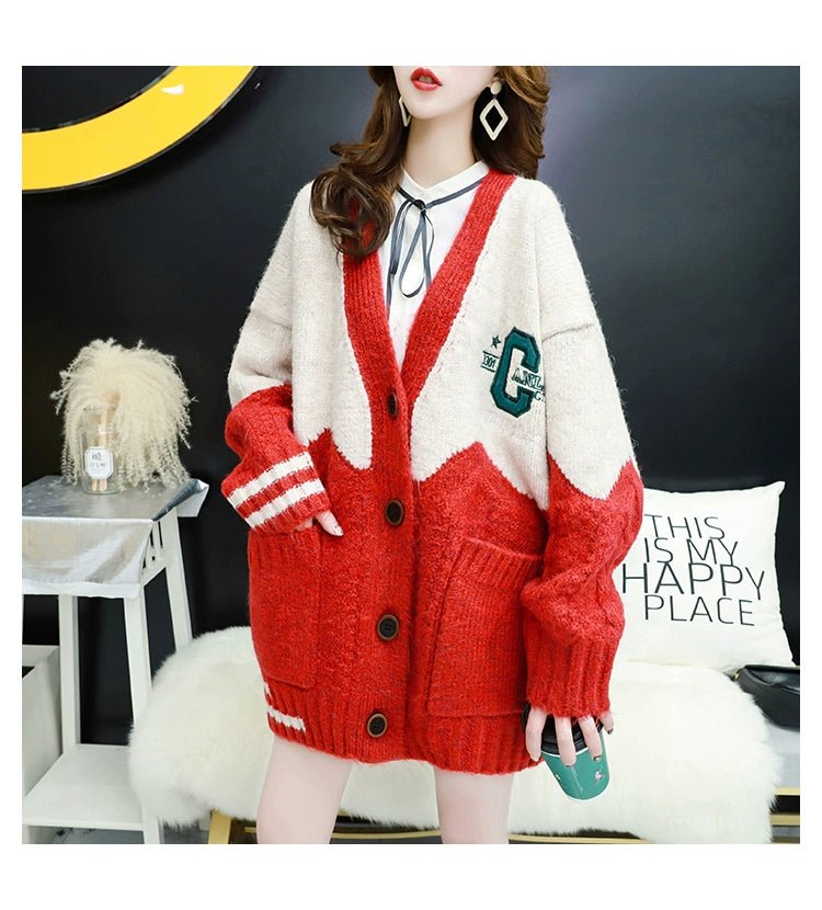 Women's Spring Jacket Mid Length Long Length Cardigan Knitted Coat