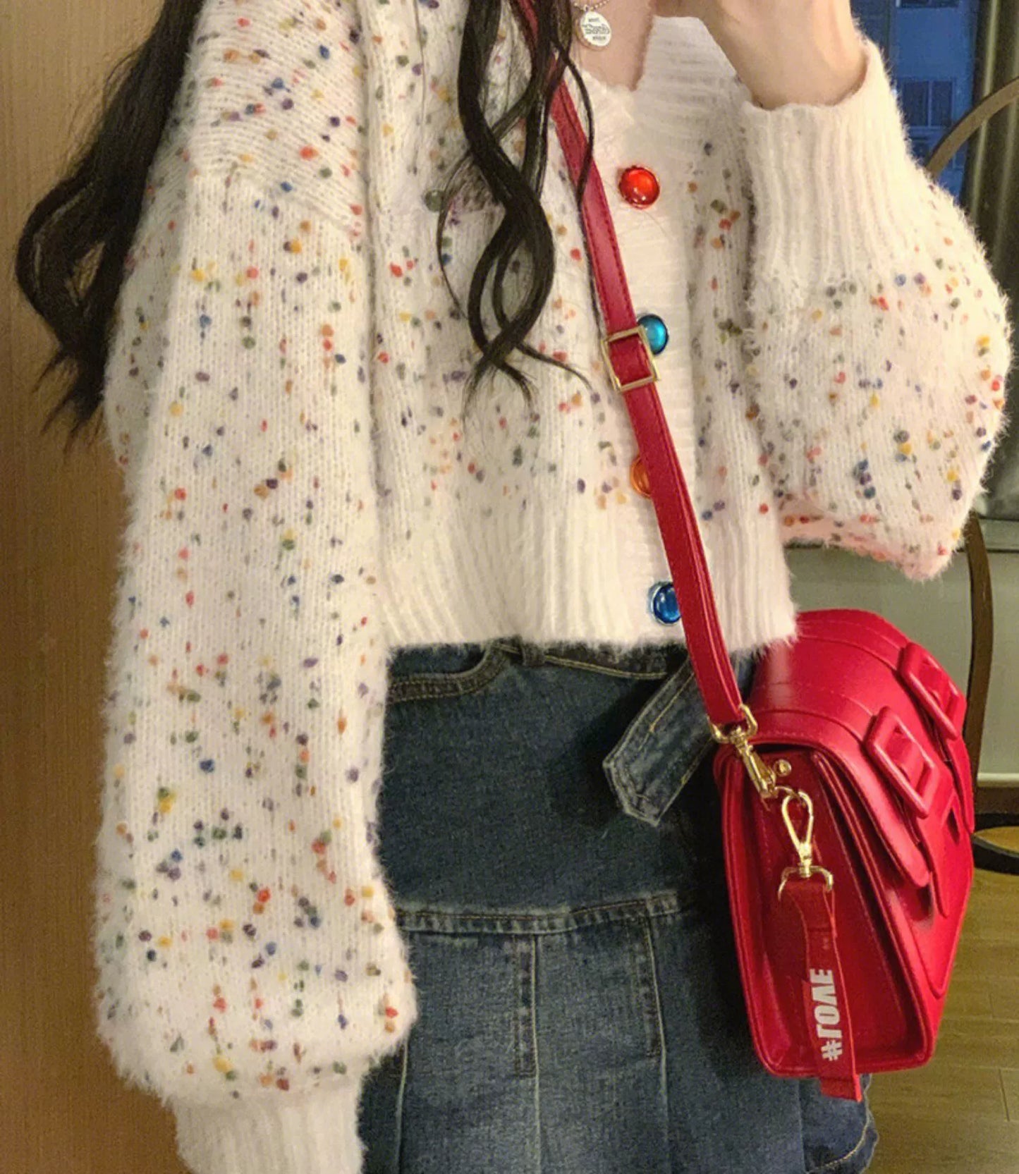 V-neck Sweater Casual Multi Color Button Sweater