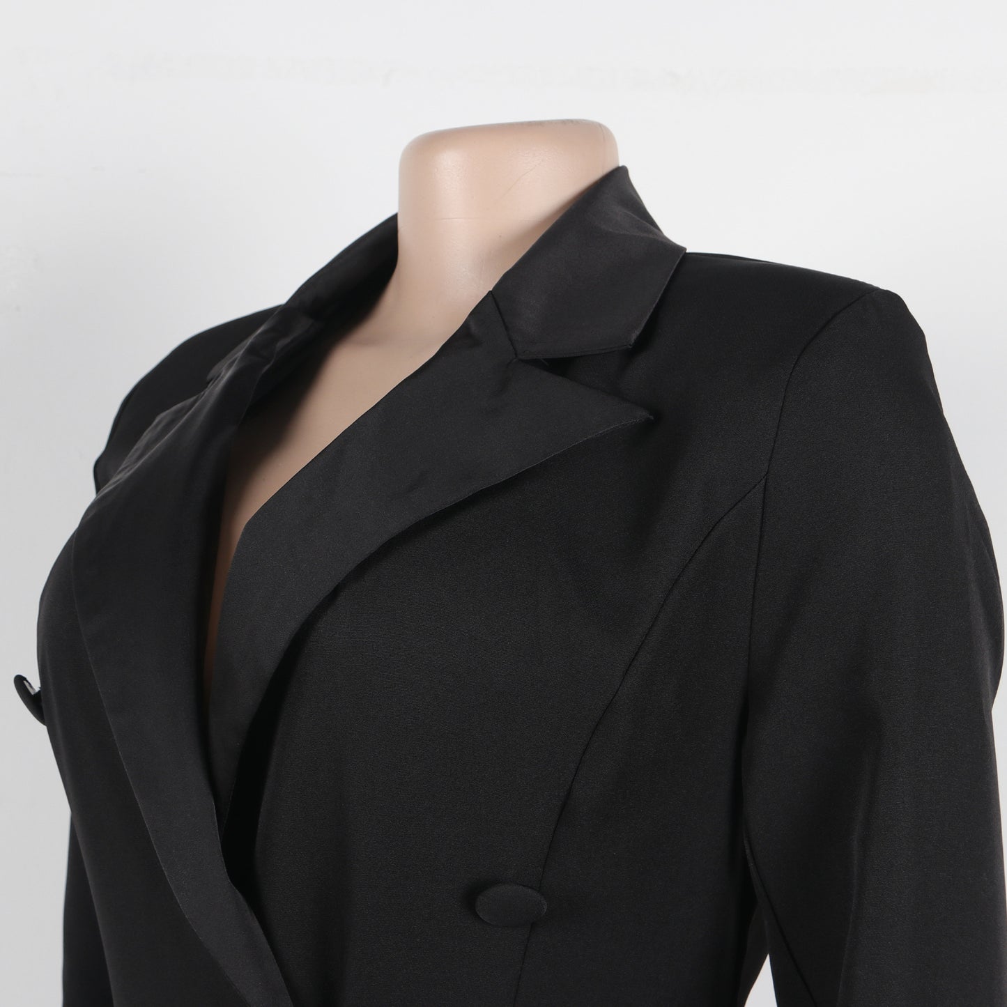Women Blazer Dress Double Breasted Notched Long Sleeve Maxi Blazer Dress