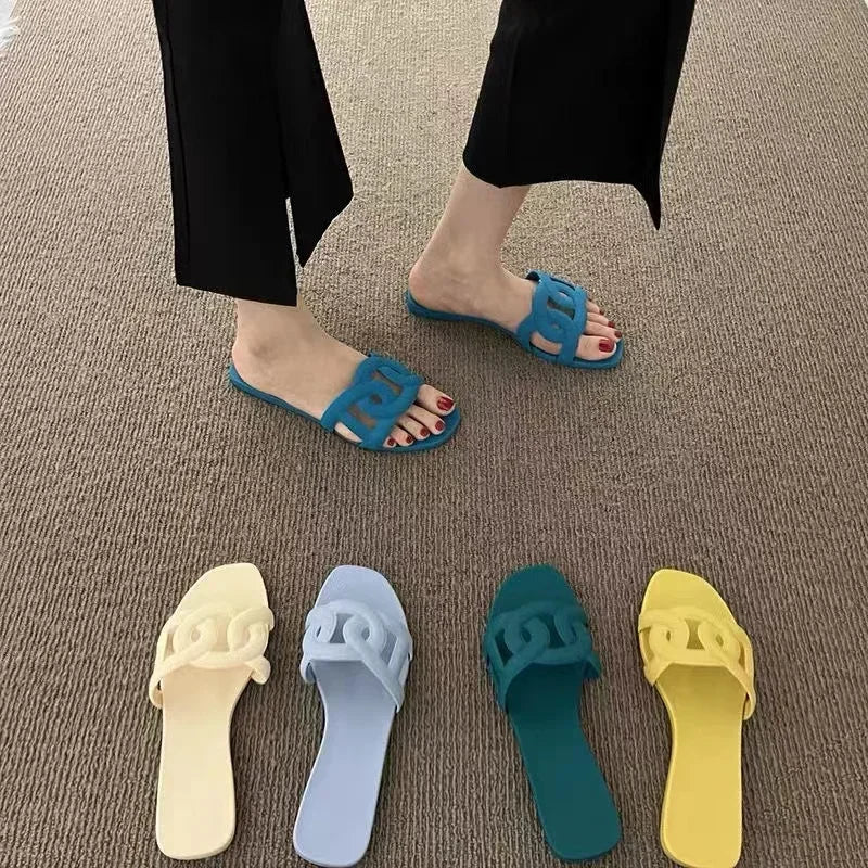 Women Dressy Flat Slippers Comfort Flip-flops Flat Slides Casual Summer Shoes