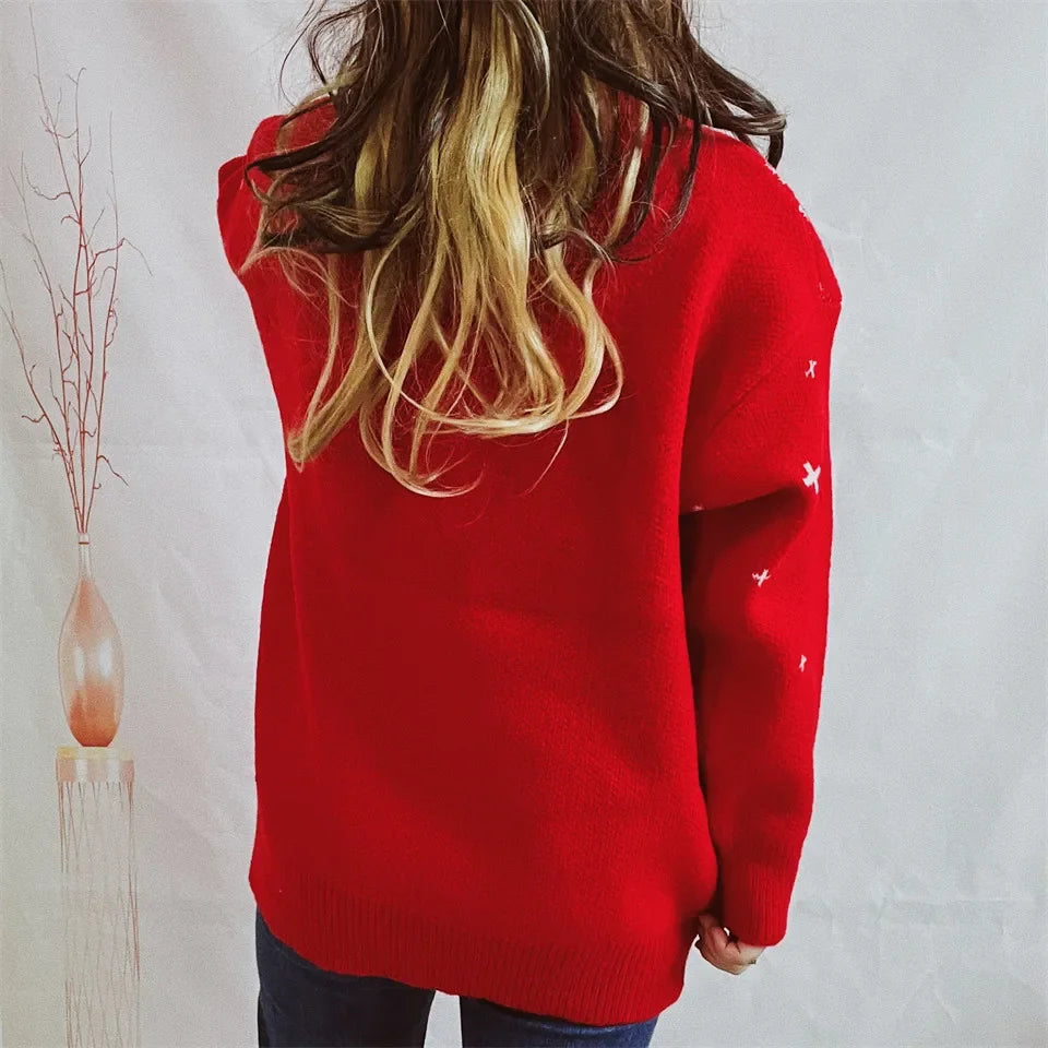Jacquard Ball Christmas Sweater Pullover Round Neck Sweater