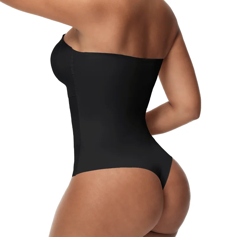 Removable Strap Women Tummy Control Shapewear Thong Front Closure Butt Lifter Removable Strap Padded Full Body Shaper