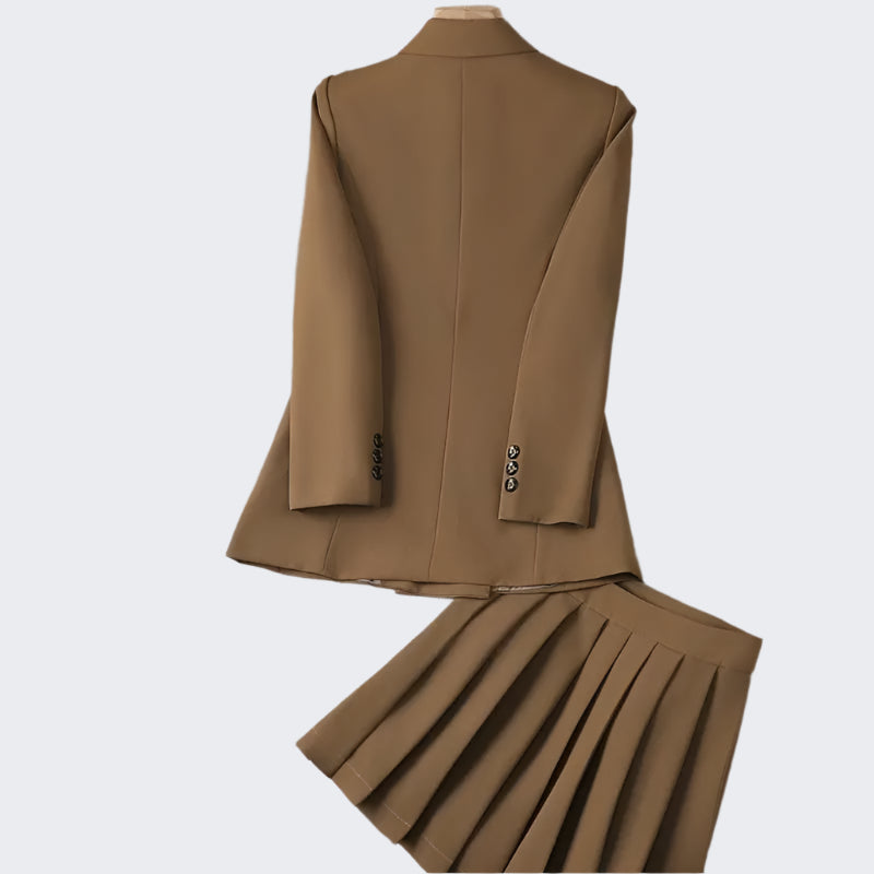 Skirt Two Piece Blazer Outfits Chic 2 Piece Set Women's Clothing Pleated Mini Skirt Blazer Suit