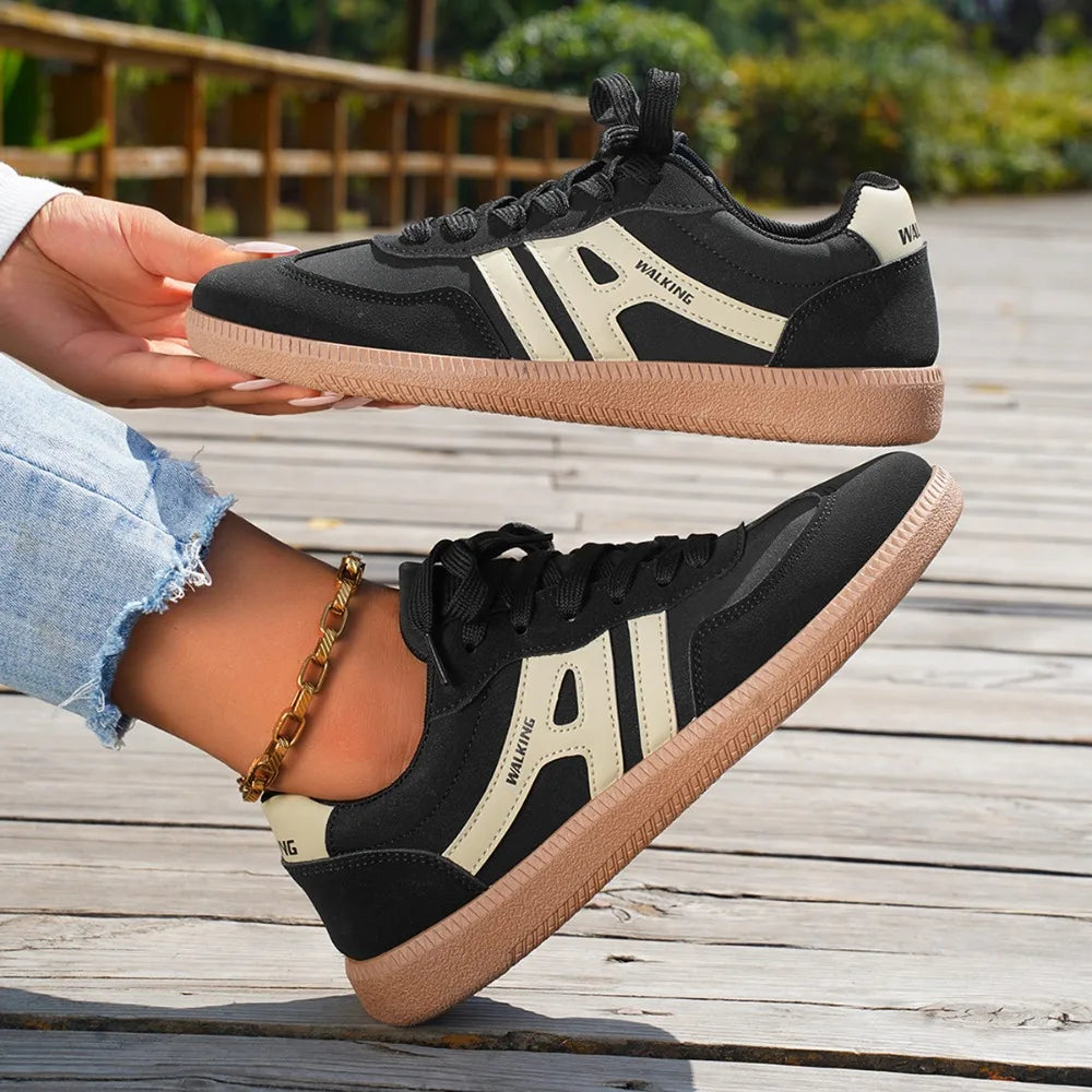 Ladies Black Sneakers Soft-soled Comfortable Shoes Women Leisure Joker Walking Shoes Tennis Shoes