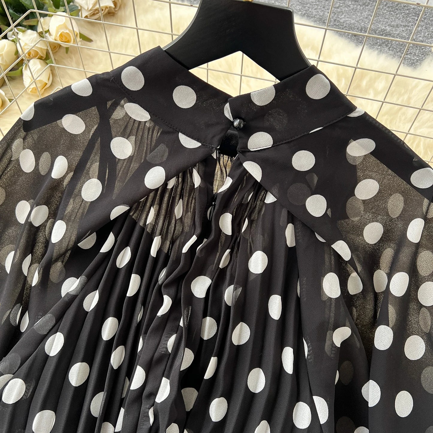 Women Elegant Long Flare Sleeves Vintage Bow neck Bow Loose Midi Dress