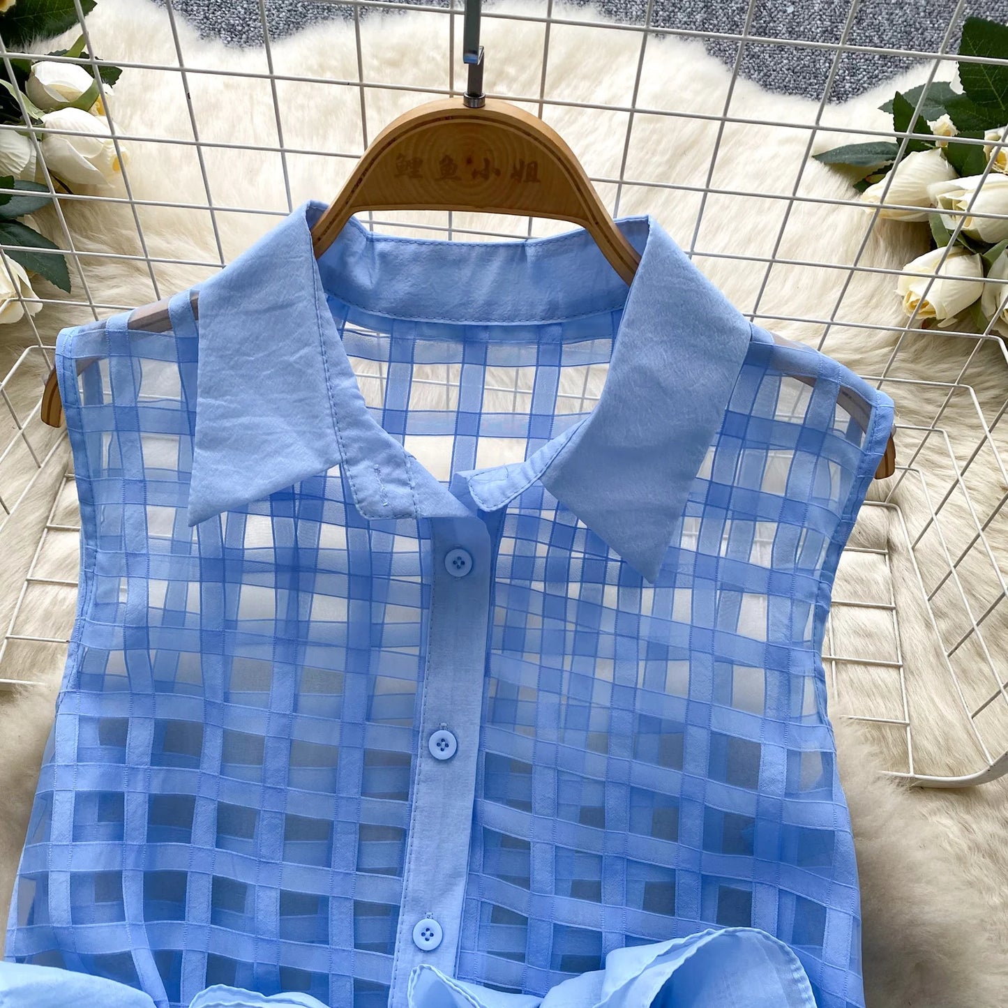Vintage Bandage Lace Sleeveless Blouse Slim Elegant Korean Fashion Sexy Shirt