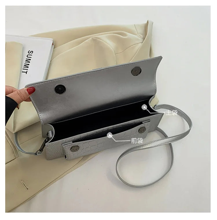 Ladies Shoulder Bag High Quality PU Stone Pattern Crossbody Bag for Women Armpit Clutch