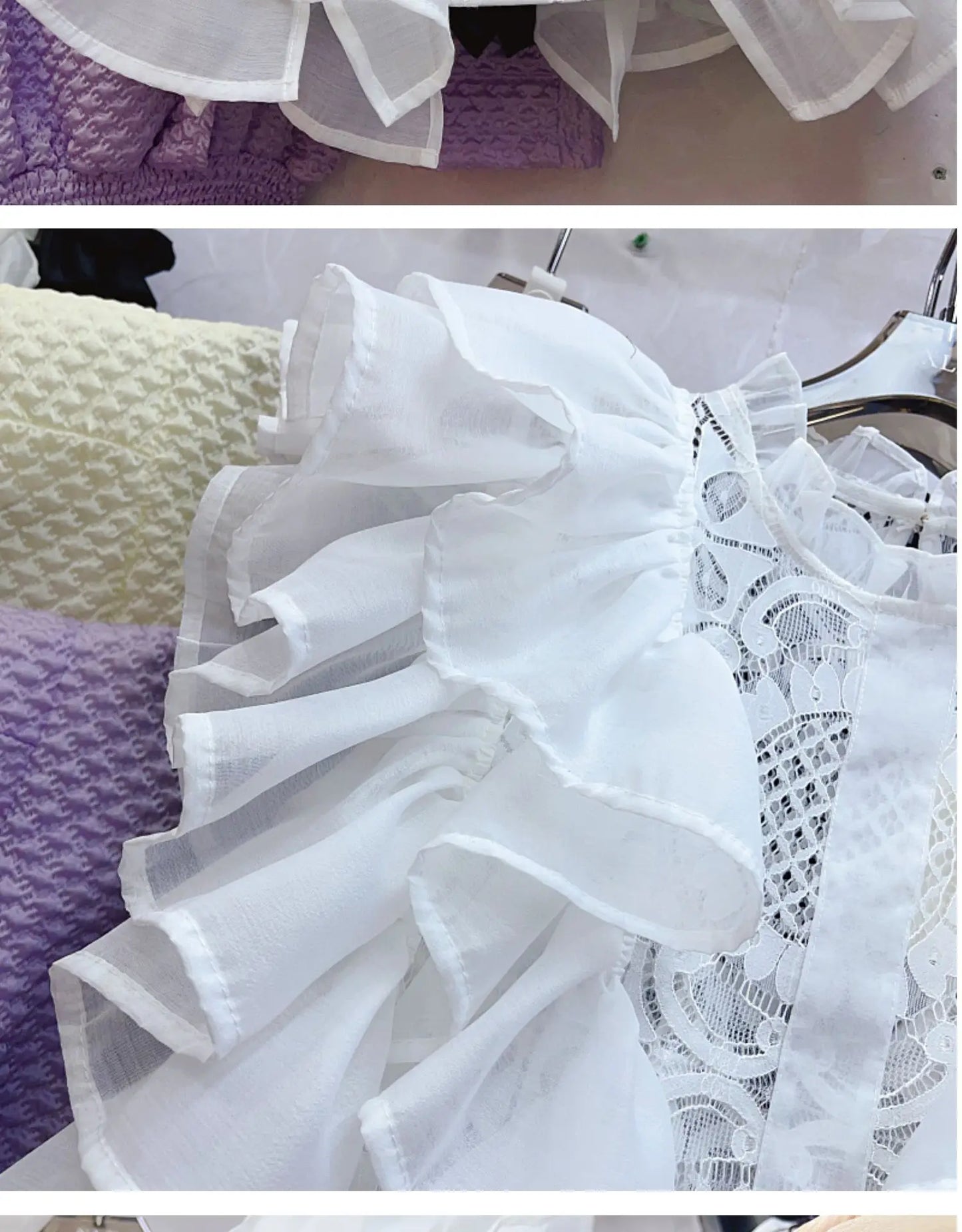 Women Blouse Shirts Stand Collar Y2k Tops Ruffles Lace Sexy Blouses