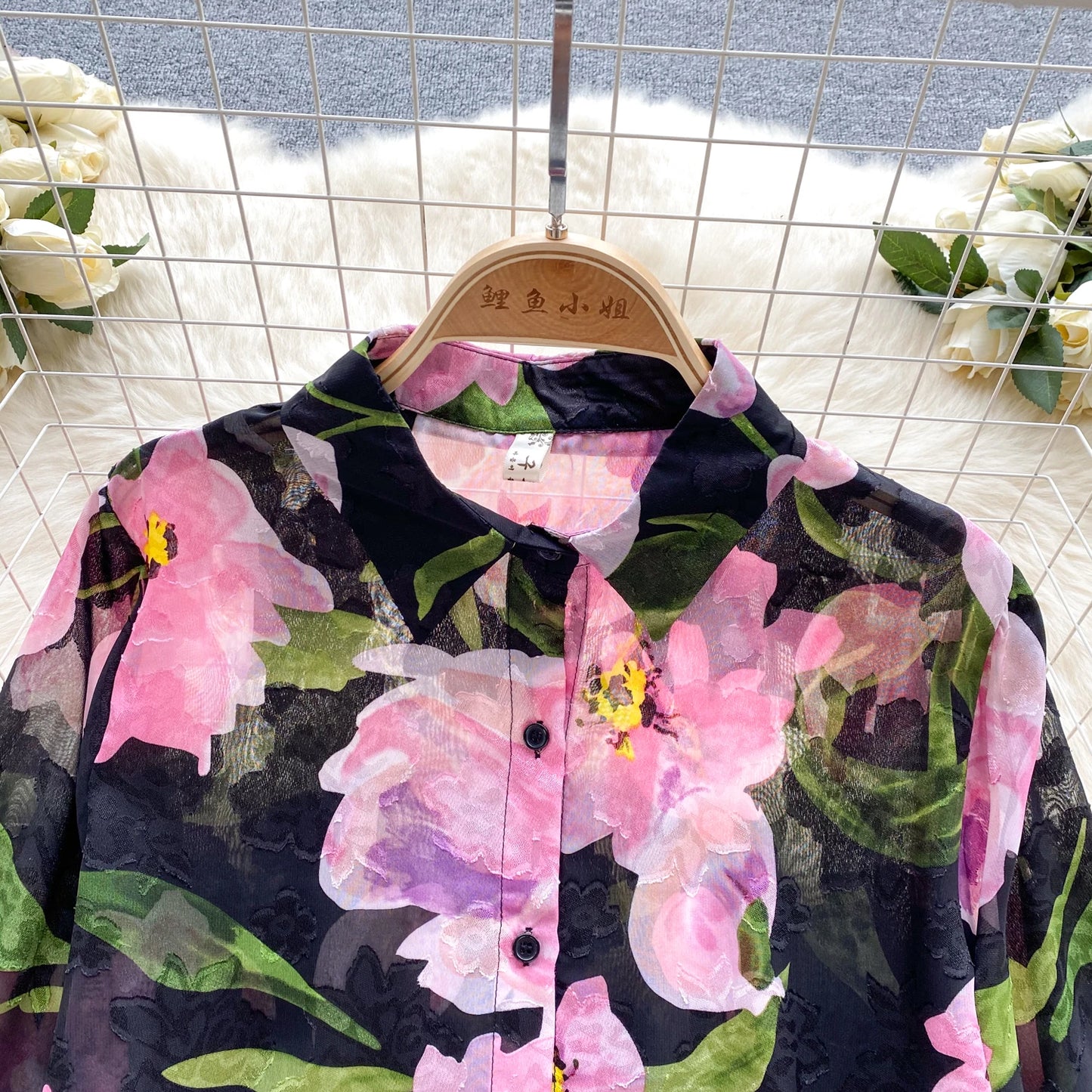 Floral Print Women Shirt Summer Lantern Sleeve Retro French Loose Blouse