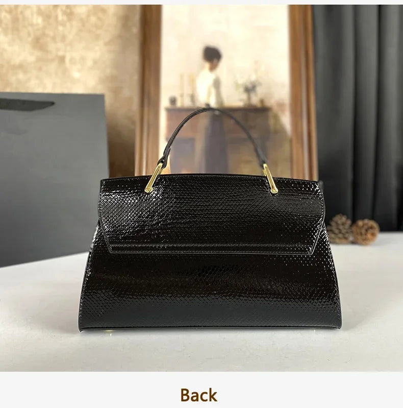 High End Women's Black Bag, Large Capacity Hand-Held Crossbody Bag