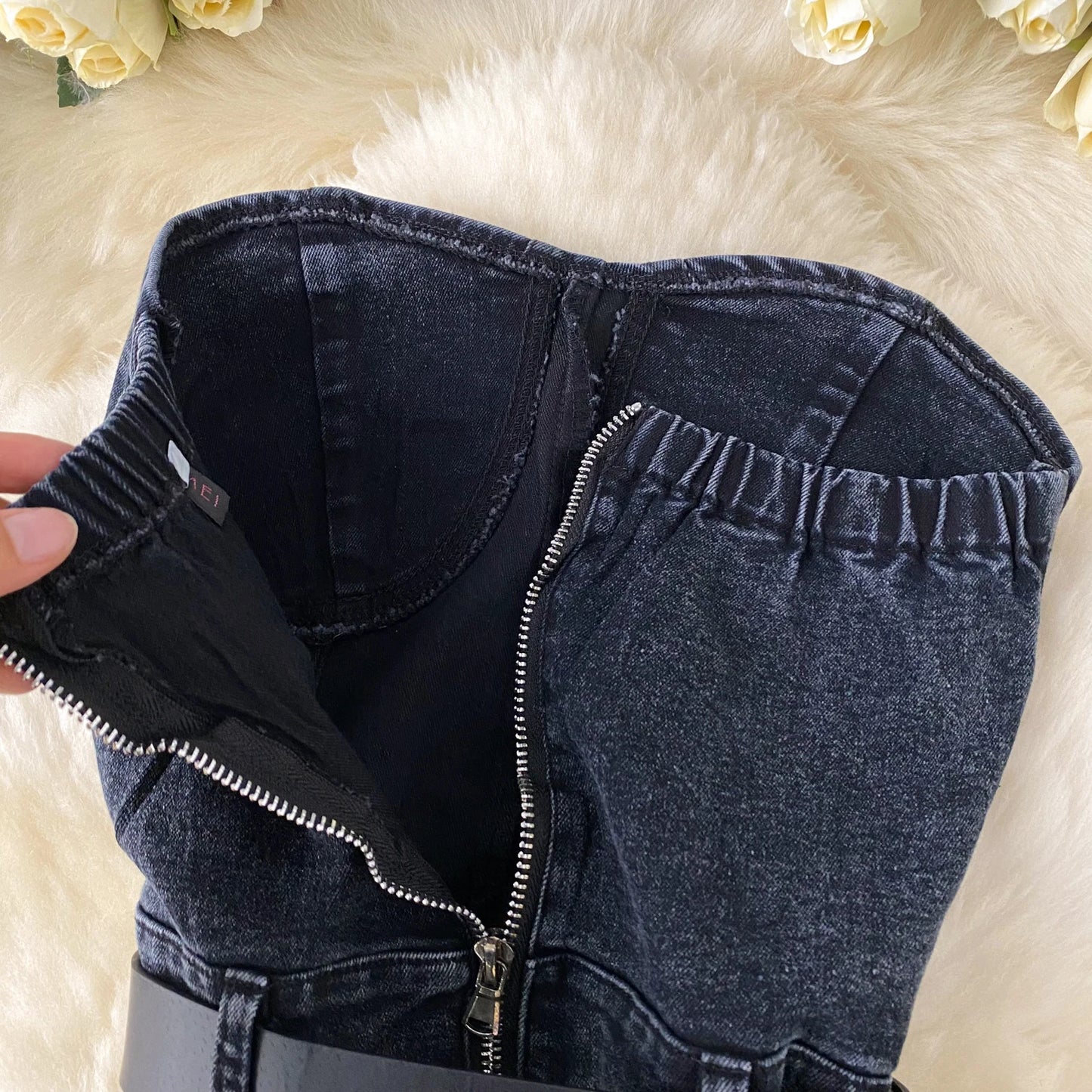 Women Denim One Pieces Summer Playsuit High Waist Slim Sleeveless Strapless Sashes Outfits