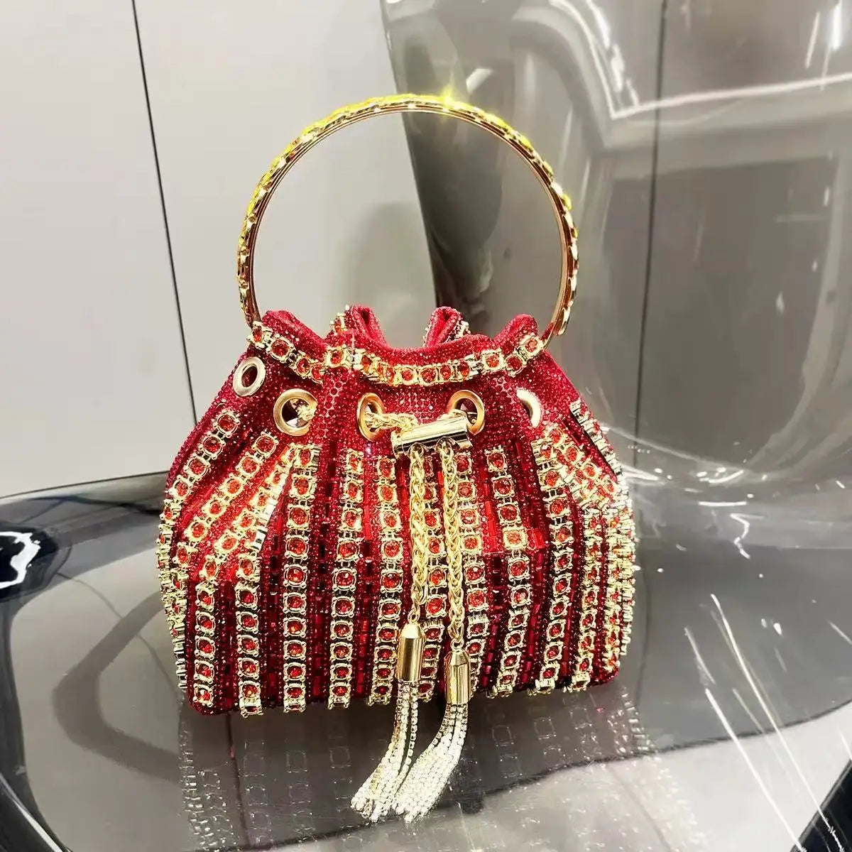 Wedding Party Clutch Purse Glitter Shiny Diamond Banquet Bag Chain Bag