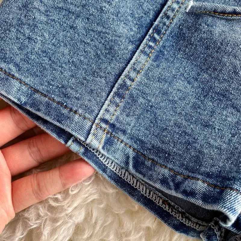Denim Shorts Sets Shirts+Shorts Jeans 2 Pieces Sets Outfit