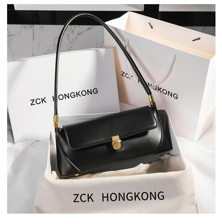 Armpit bag high-end solid color one-shoulder portable genuine leather bag