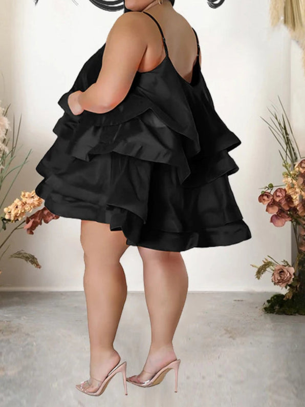 Plus Size Elegant Chic Large Women Dress Satin Summer Sexy Party Dress