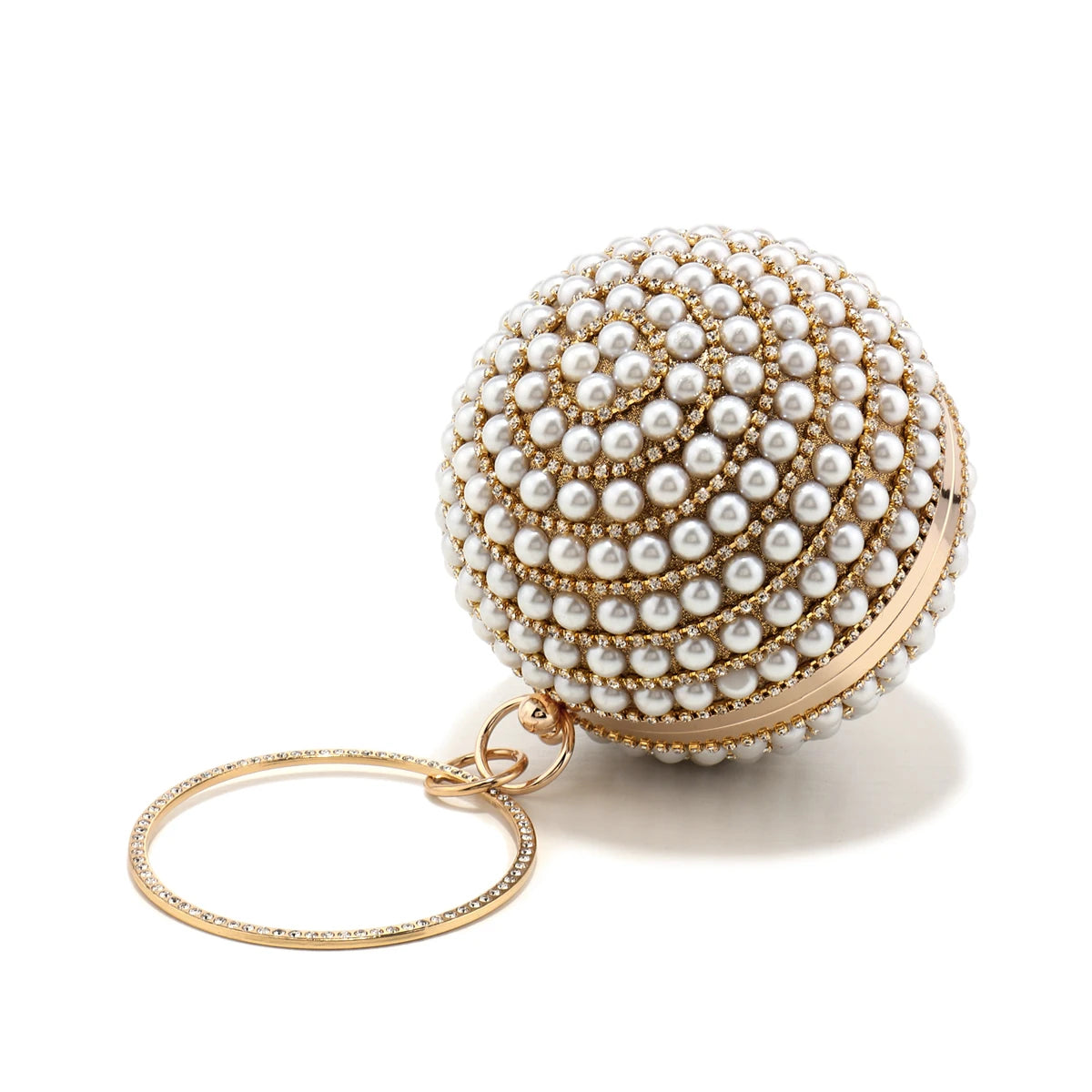 Party Pearl Clutch With Beaded Diamonds Evening Bag