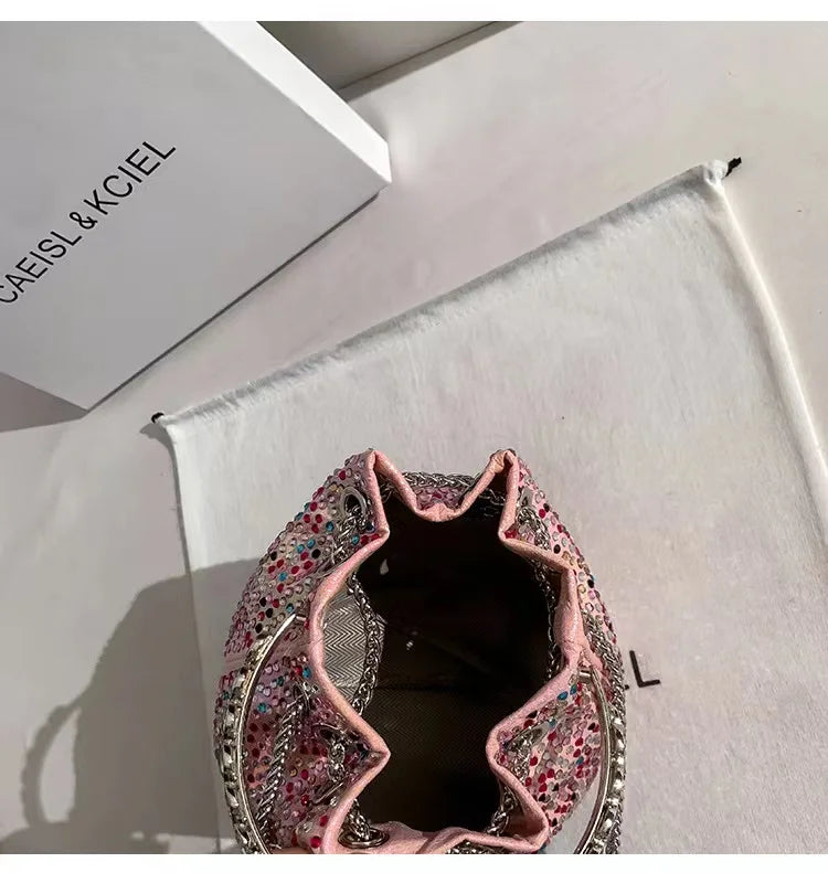 Wedding Party Clutch Purse Glitter Shiny Diamond Banquet Bag Chain Bag