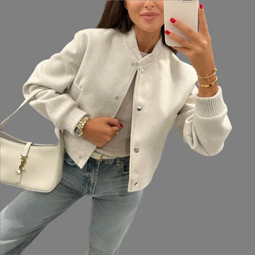 Cropped Bomber Jackets For Women Autumn Long Sleeve Baseball Jacket Woman Fashion Winter Button Aviator Jackets