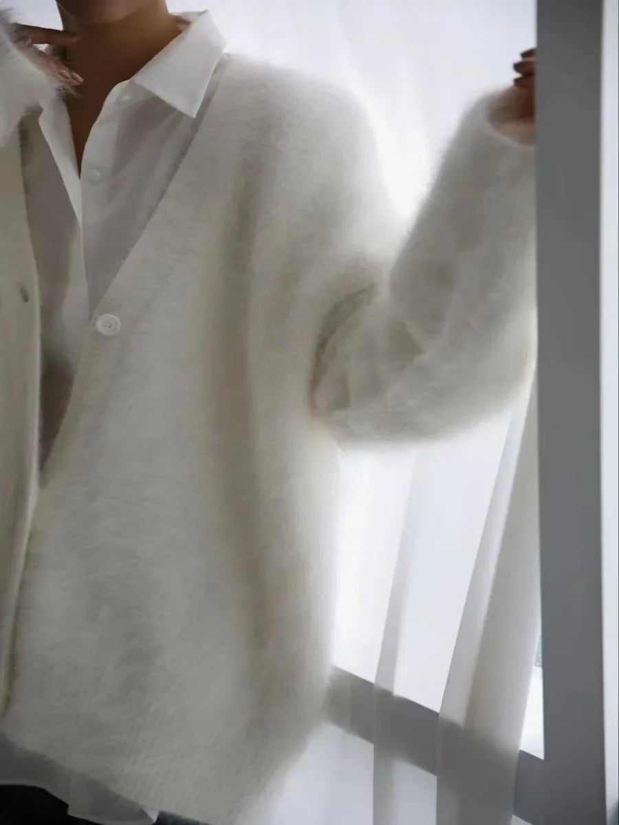 Women's Cardigans Korean Fashion V-neck Sweater Coat Long Sleeve Oversized Sweater