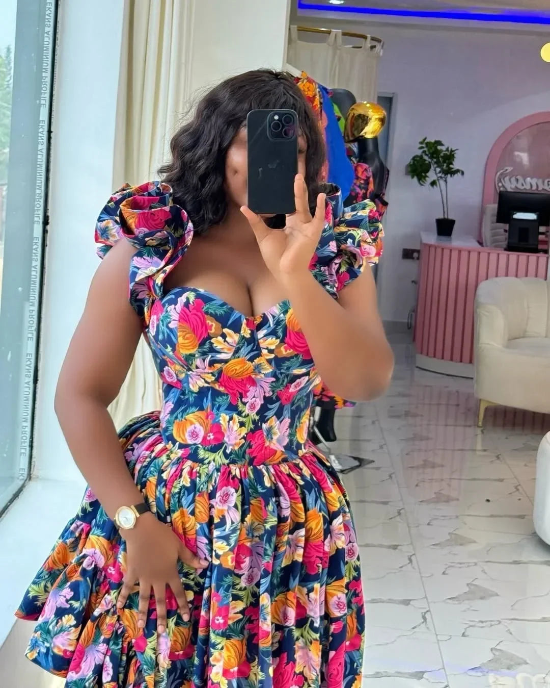 Women Summer Spring Africa Clothing Sleeveless Dress Sexy V-Neck Slim Dress