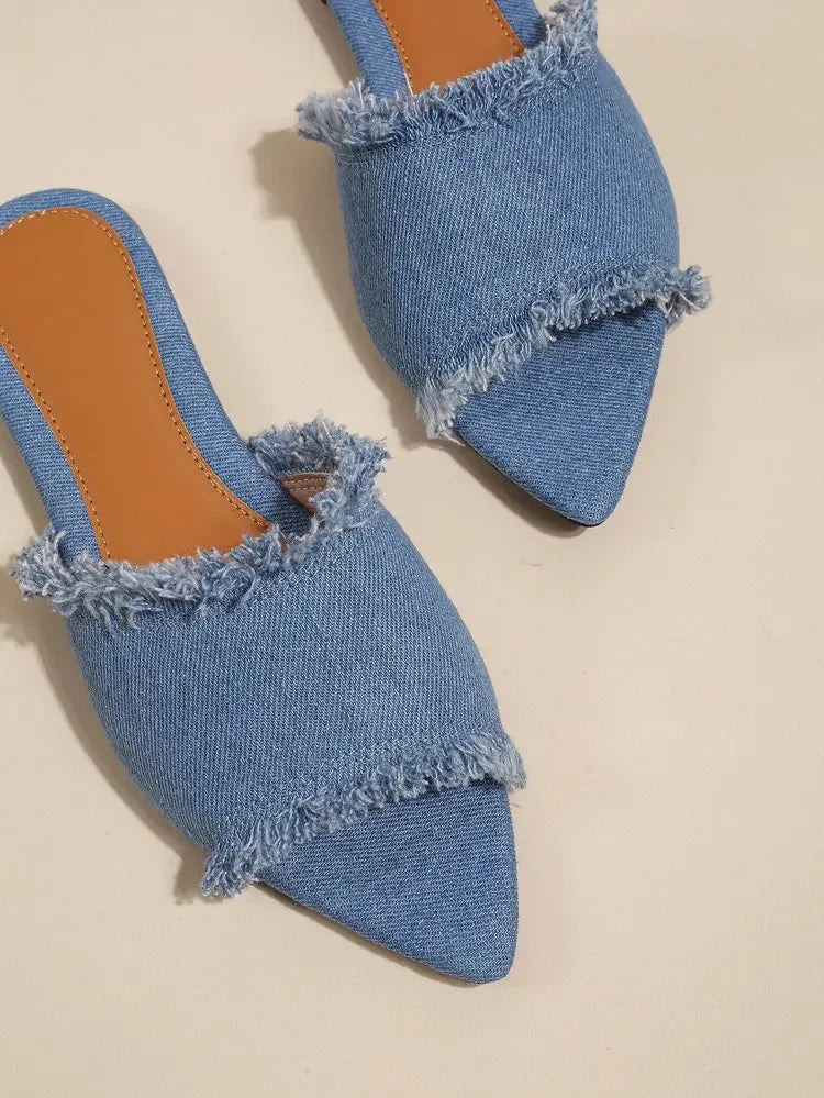 Women Flats Cowboy Slippers Summer Femme Pointed Toe Flip Flops