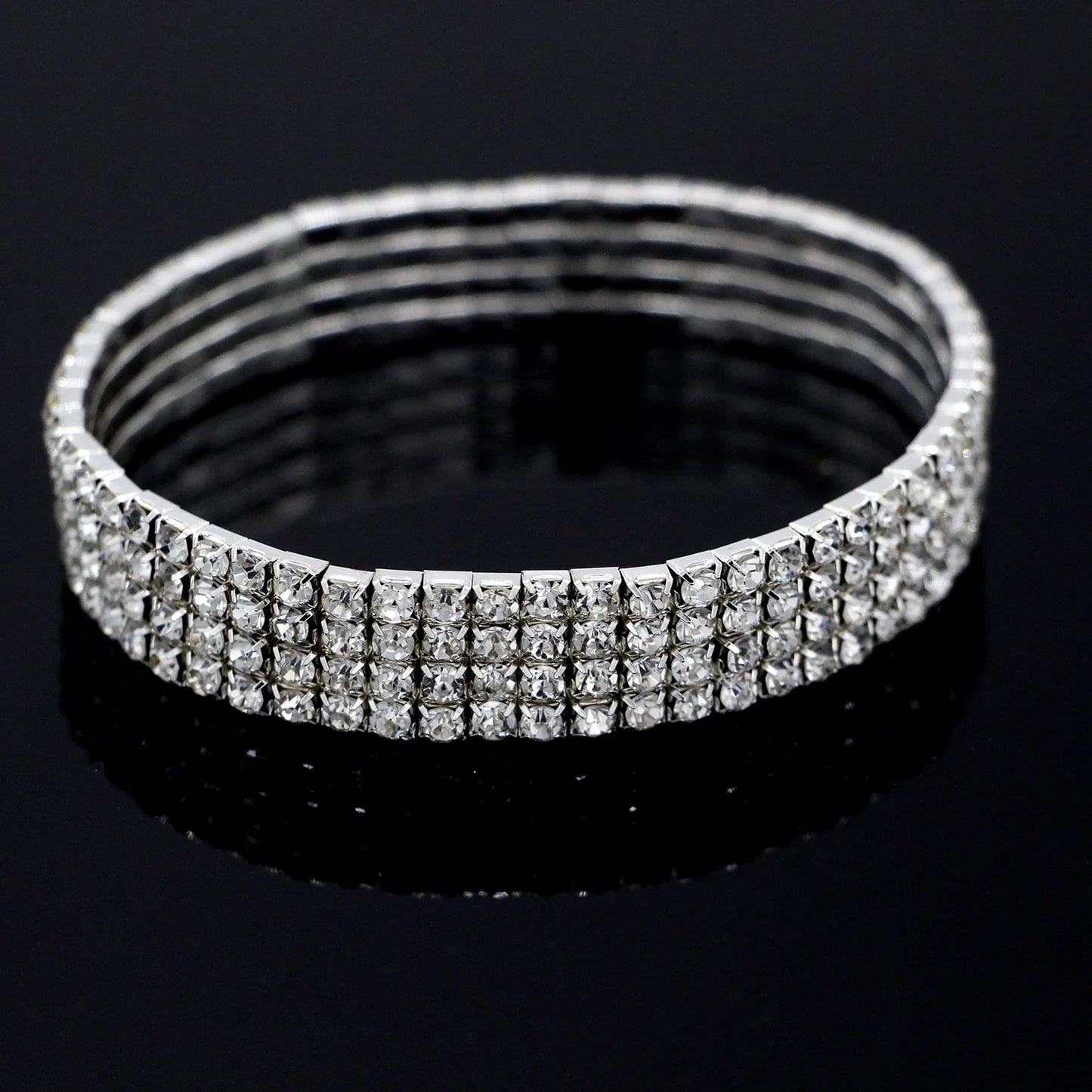 Rhinestone Multi-layer Crystal Elastic Chain Tennis Anklet For Women