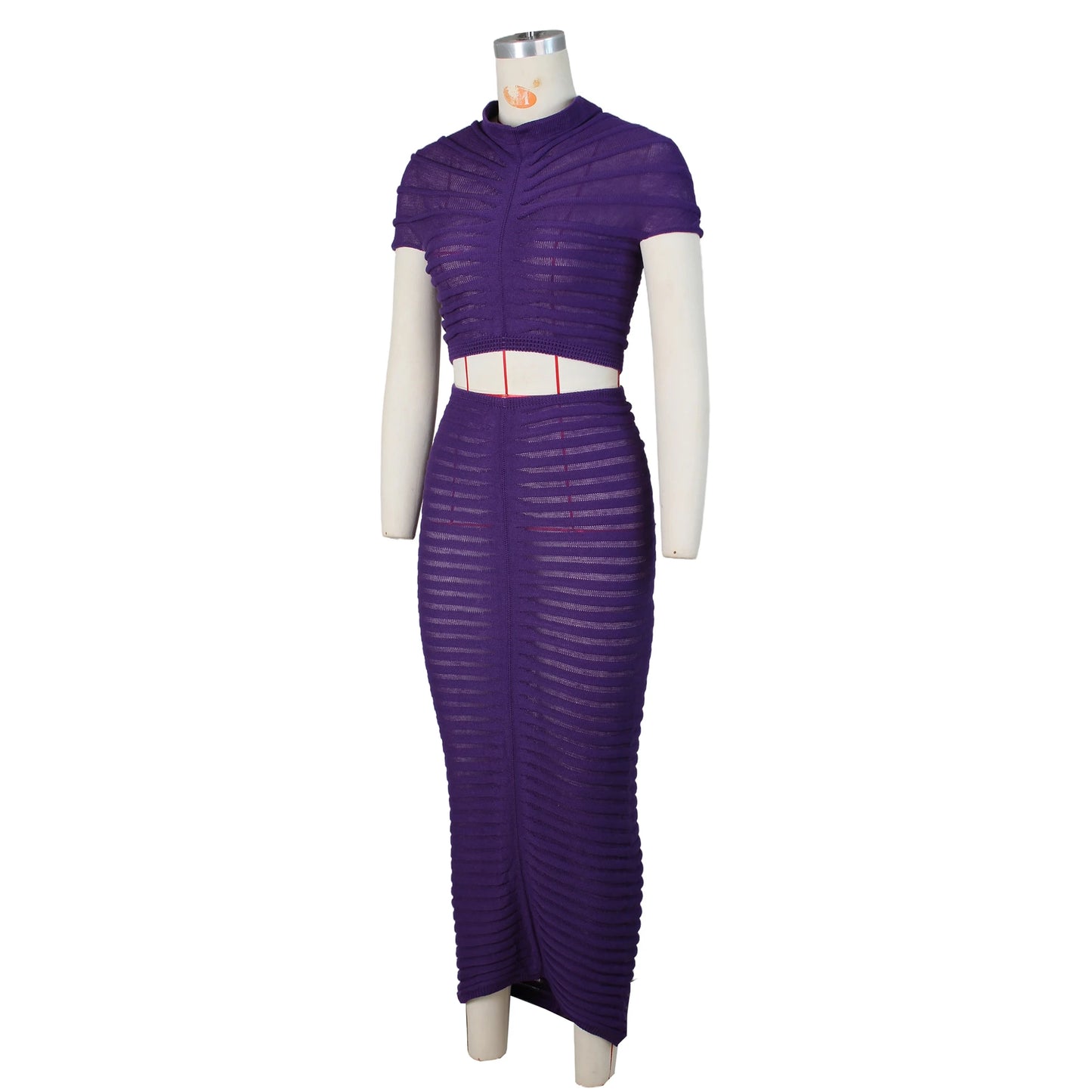 Women Knitted Set Crop Top Long Skirt Crochet Two Pieces Set Hollow Out Crocheted Beach Set Cover Ups