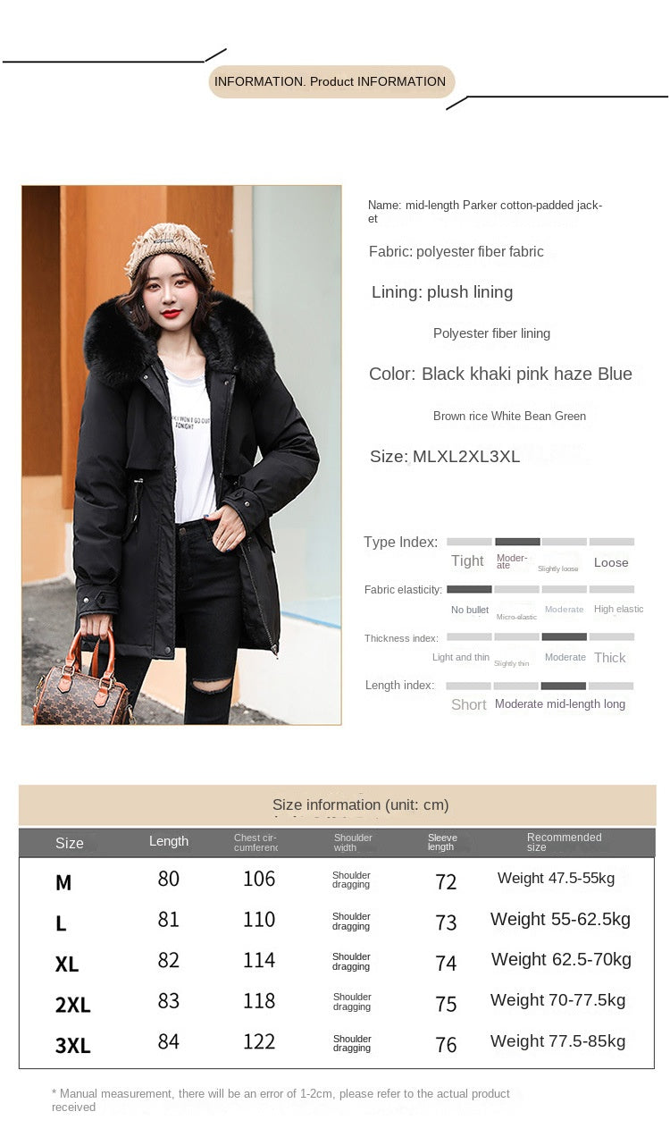 Women Long Wool Lined Hooded Parkas Winter Jacket