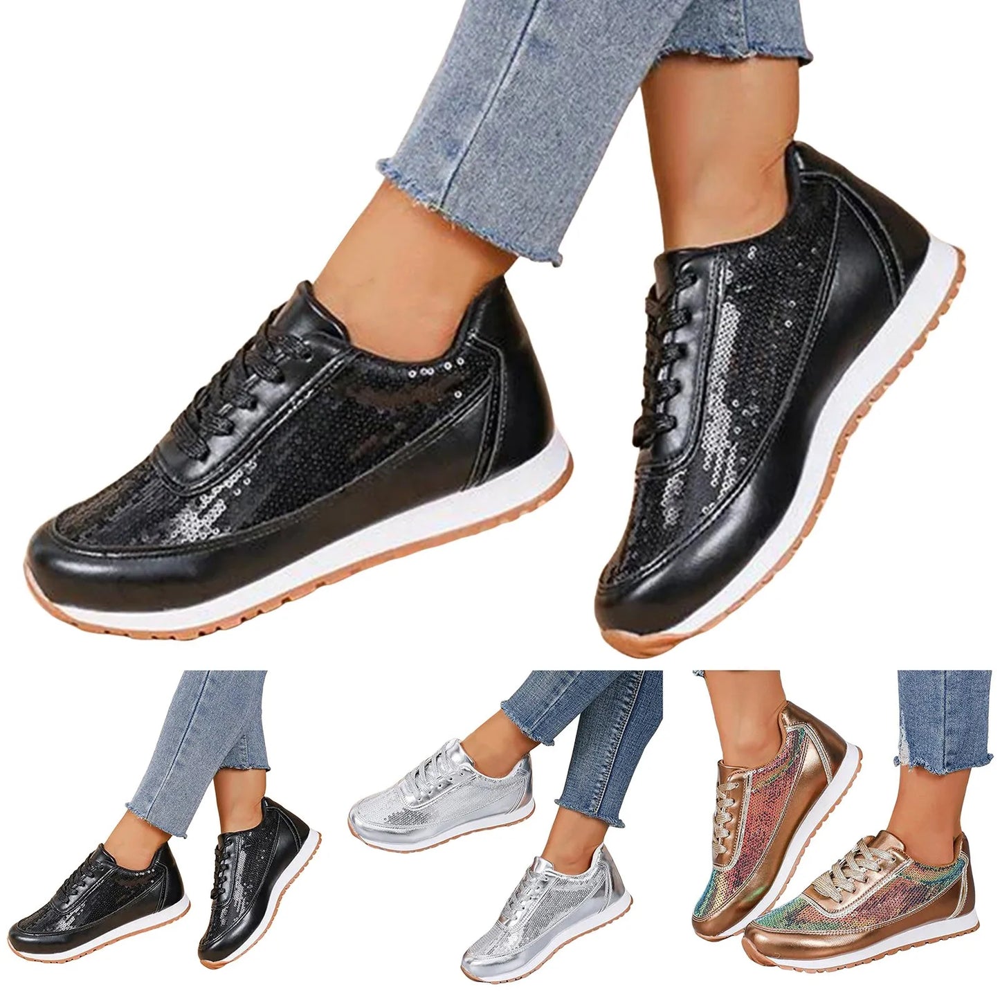 Casual Shoes For Women Sneaker Wedges Sequined Casual Sneakers Fashion Comfortable Sneakers
