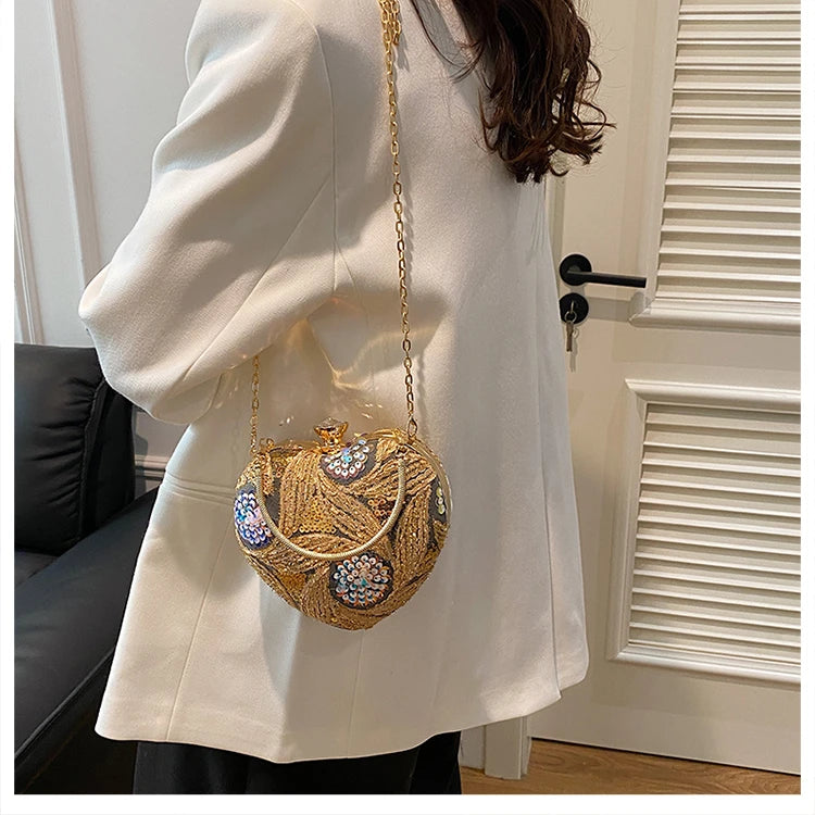 Luxury Gold Clutch Bags for Women Evening Purse Designer Crossbody Bag