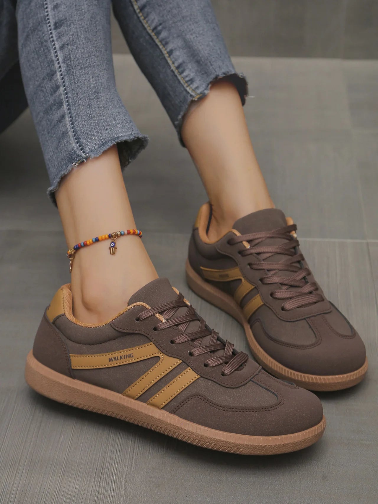 Mix Color Women's Autumn Sneakers Fashion Splicing Flat Heel Vulcanized Shoes Female Lace-Up Sneakers