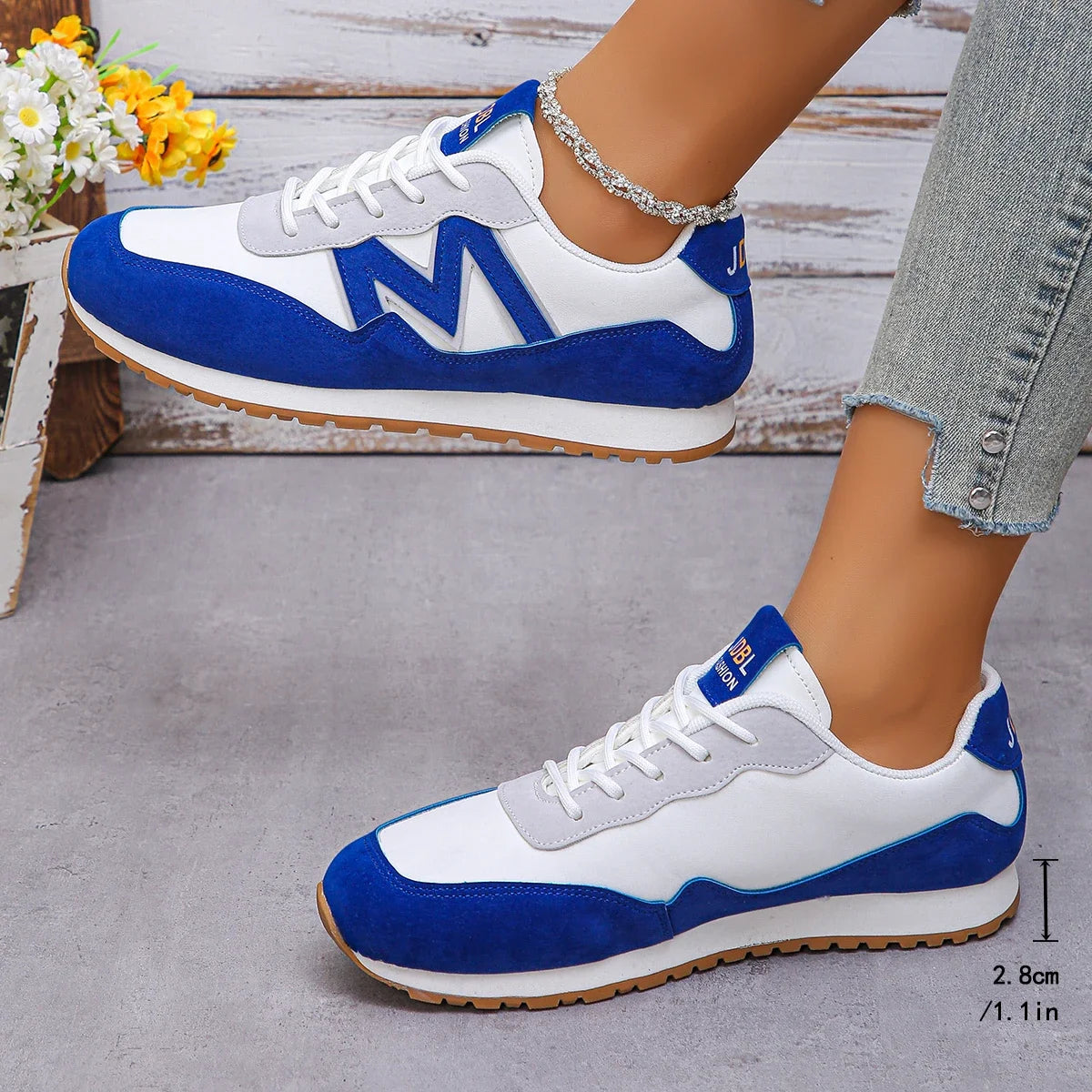 Women's Casual Lace-up Low Heel Sports Shoes Vulcanized Shoes Sneakers