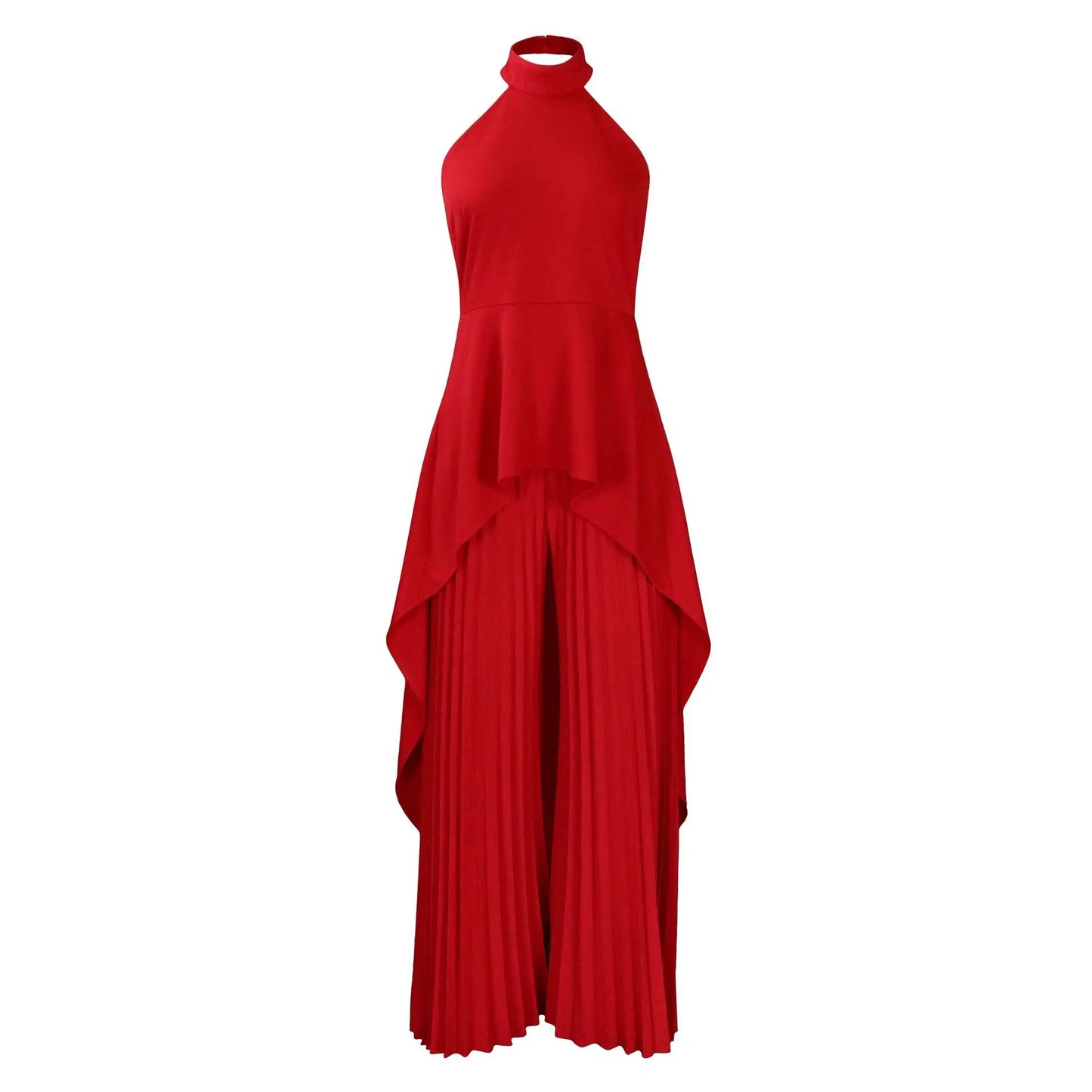 Elegant Two Piece Set Women Outfit Backless Top Hundred Pleated Wide Leg Pants Trousers Suit Summer Office Lady Suit