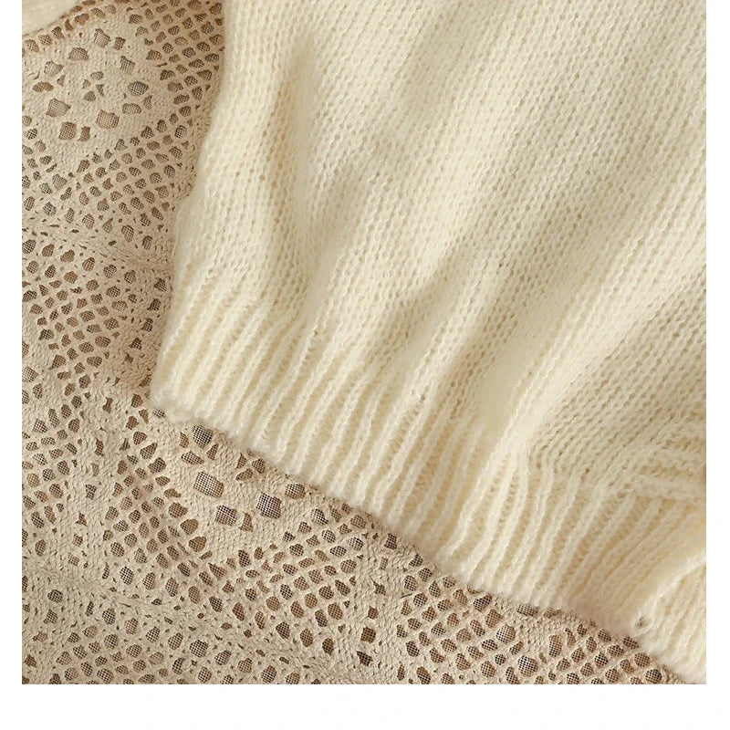 Colorful Flower Cardigan for Women Cute Long Sleeve V-neck Knit Crop Sweater