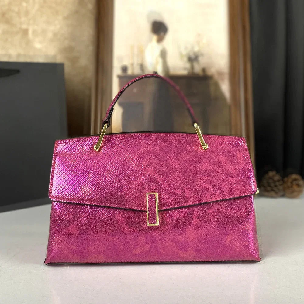 High End Women's Black Bag, Large Capacity Hand-Held Crossbody Bag