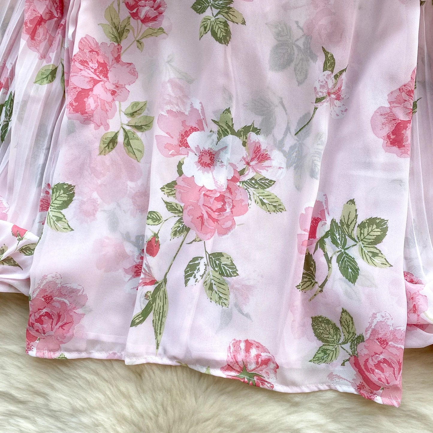 Floral Print Loose Shirt Women Lantern Sleeve V Neck Thin Causal Ruffle Blouse