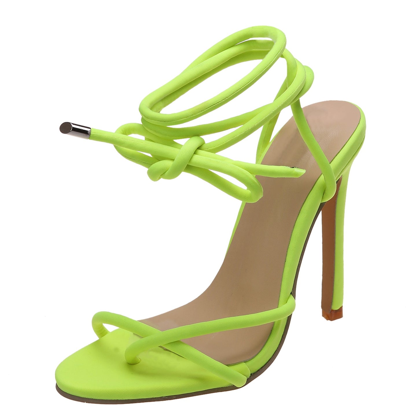 Women Summer Flock Cross Straps Comfortable Thin High Heels Shoes Peep Toe Breathable Sandals