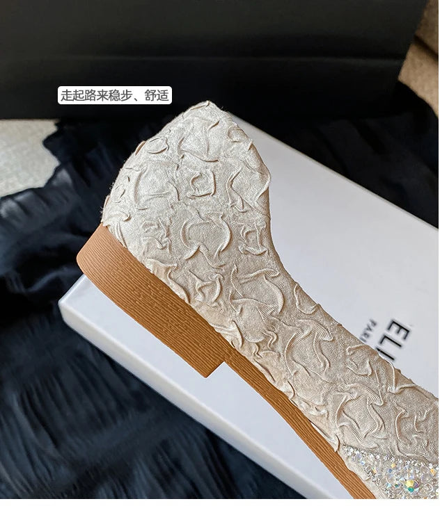 Flats Shoes for Women Rhinestone Slip-on Loafers Shoes