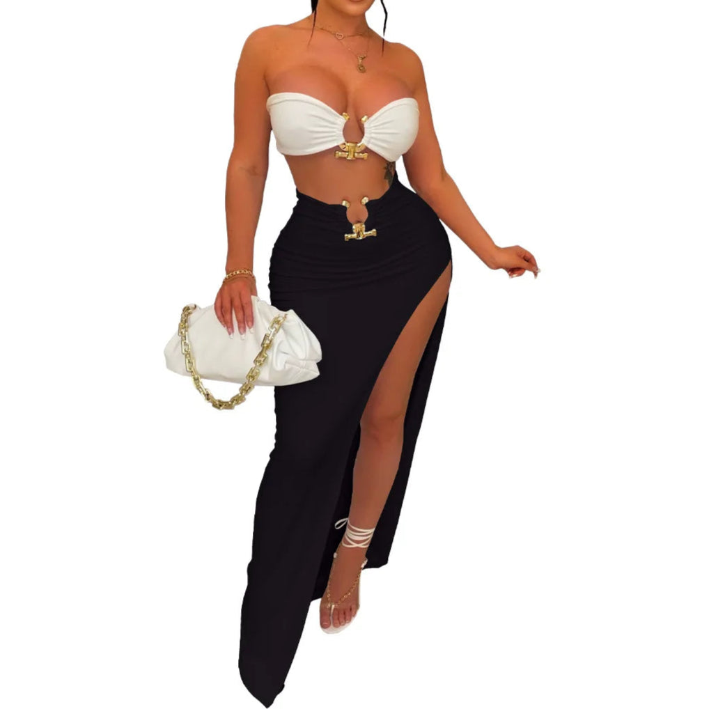 European and American women's casual fashion sexy irregular skirt suit beach dress Resort Wear